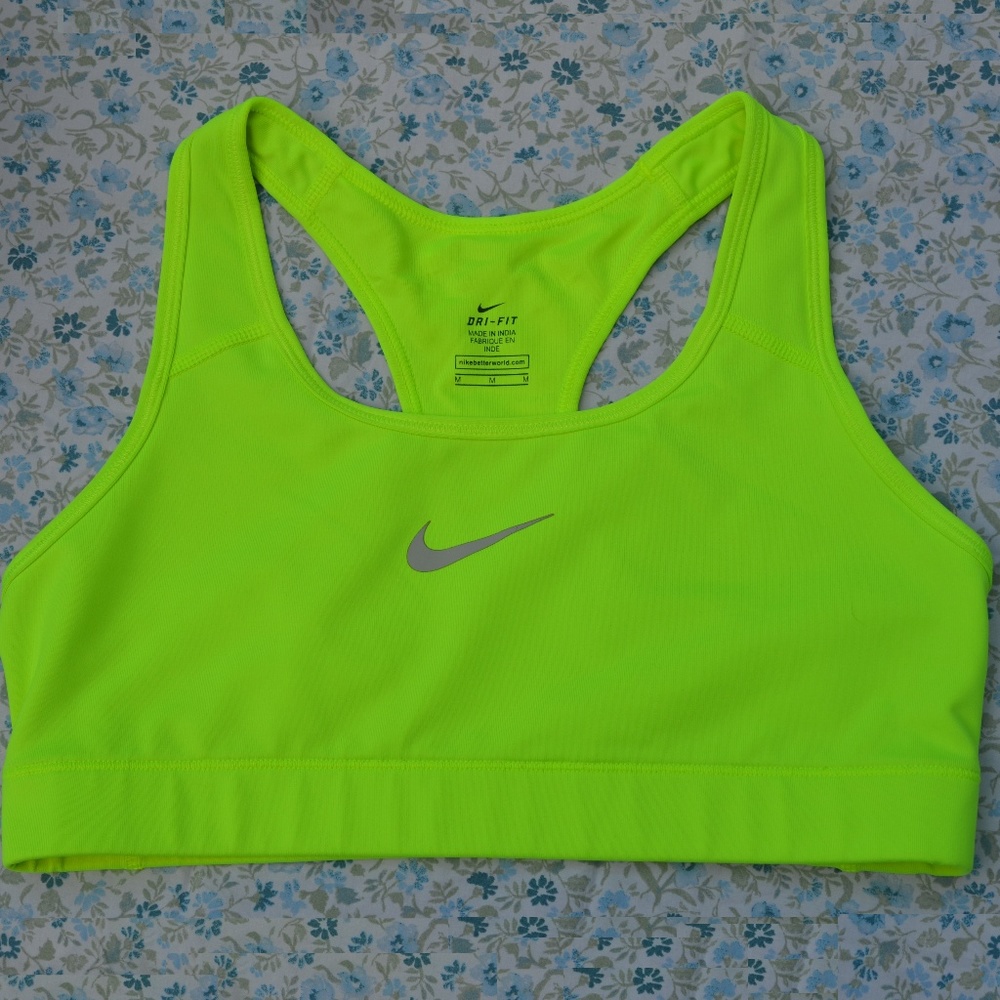 Nike Dri-Fit Sports Bra Volt Yellow Size Medium #2